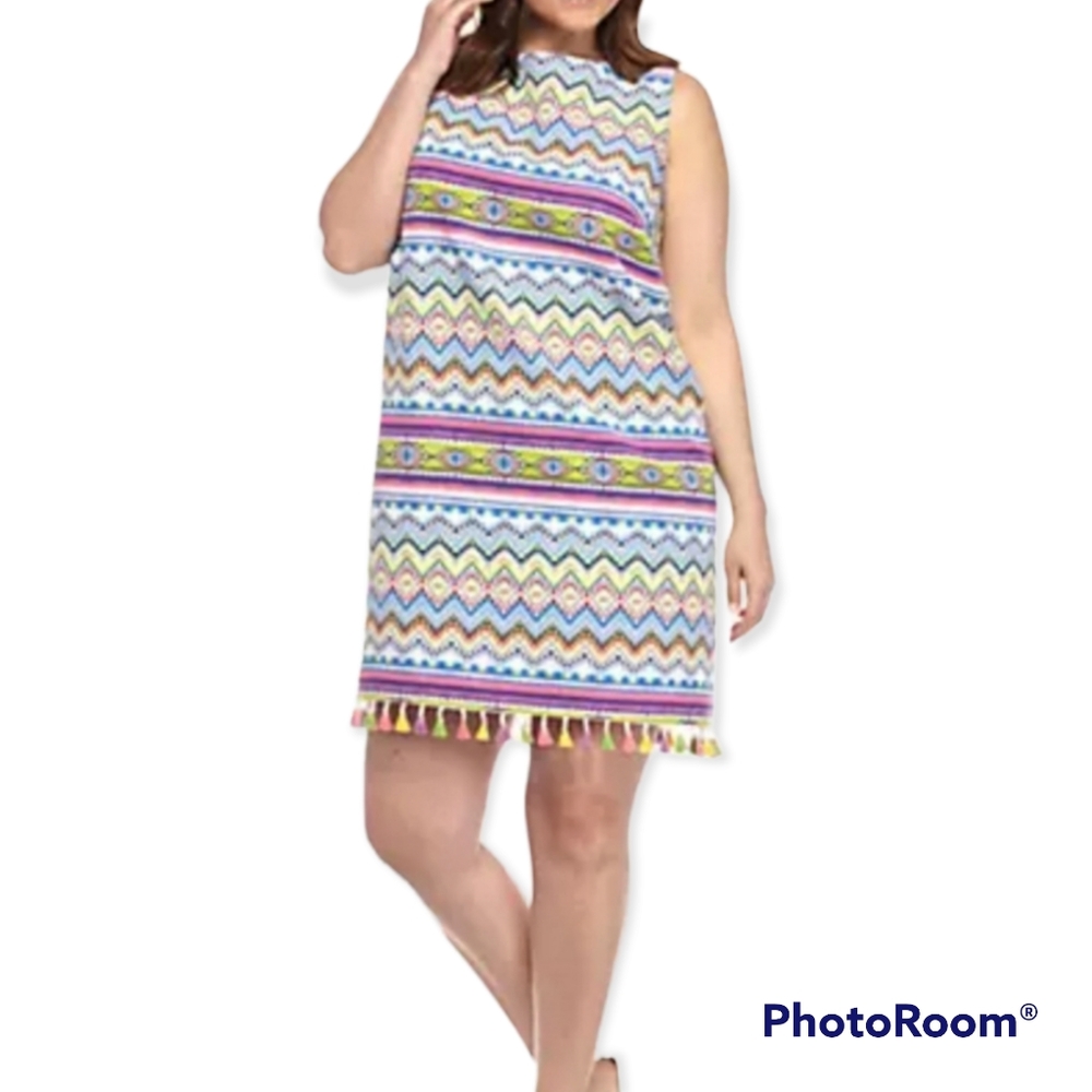 Madison Leigh Colorful Tassel Career Shift Dress Size 6